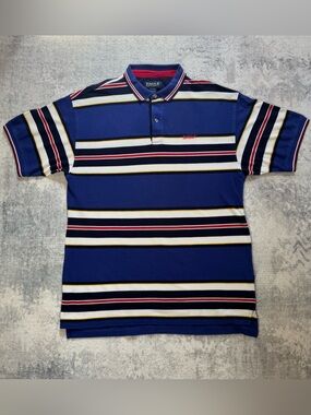90s Blue Striped Polo Shirt
